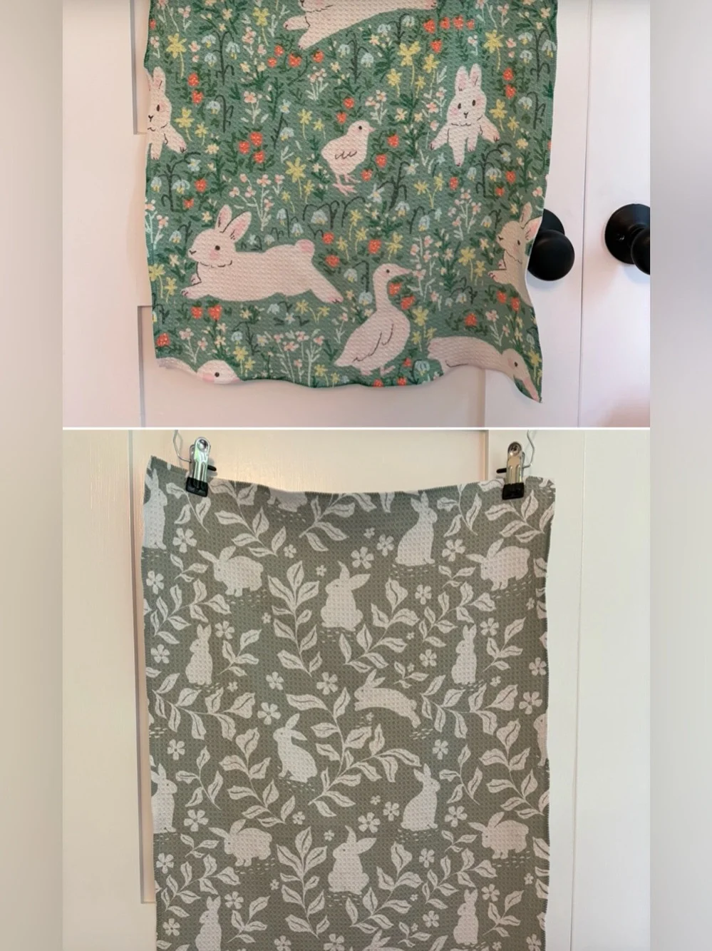 Set of 2 Geometry Tea/Dish Towels Bunnies